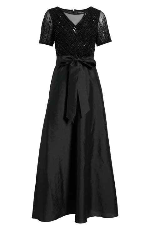 Beaded Tie Waist Gown