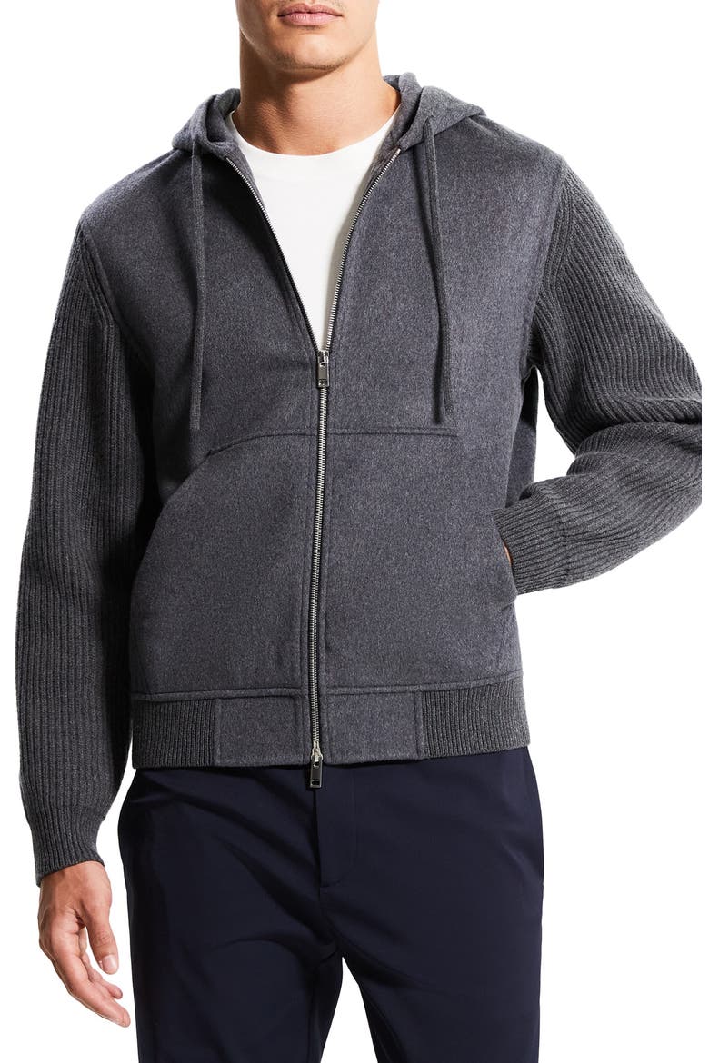 Haskel Wool & Cashmere Zip Hoodie, Main, color, MEDIUM GREY