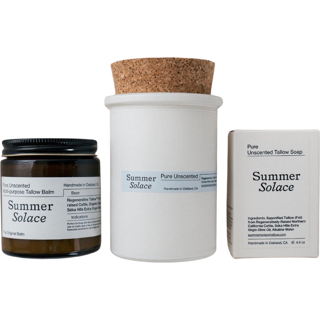 Summer Solace Tallow Pure Unscented Tallow Gift Set In White