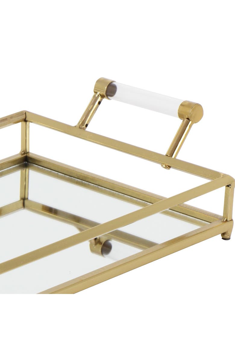 Goldtone Metal Mirrored Tray with Acrylic Handles, Alternate, color, GOLD