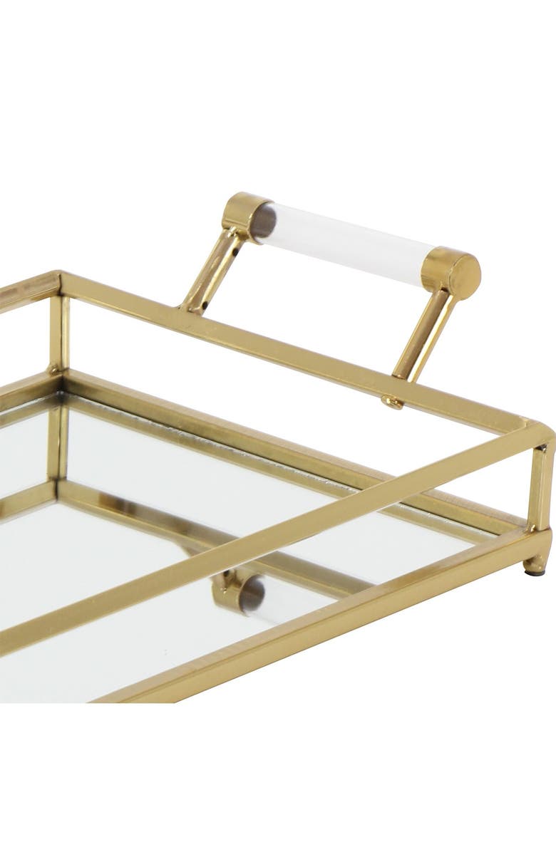 COSMO BY COSMOPOLITAN Goldtone Metal Mirrored Tray with Acrylic Handles, Alternate, color, Gold