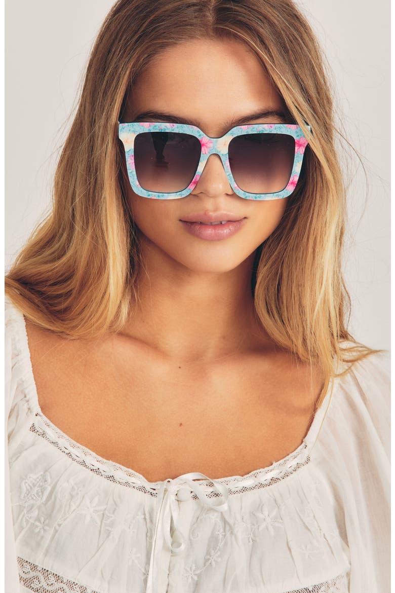 Novella 53mm Gradient Square Sunglasses, Alternate, color, TURQUOISE WAVES