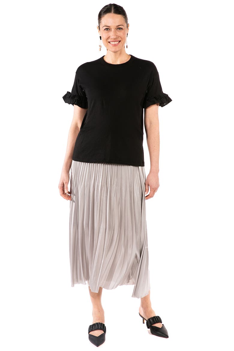 Joey Ruffle Sleeve Maternity/Nursing T-Shirt, Alternate, color, BLACK
