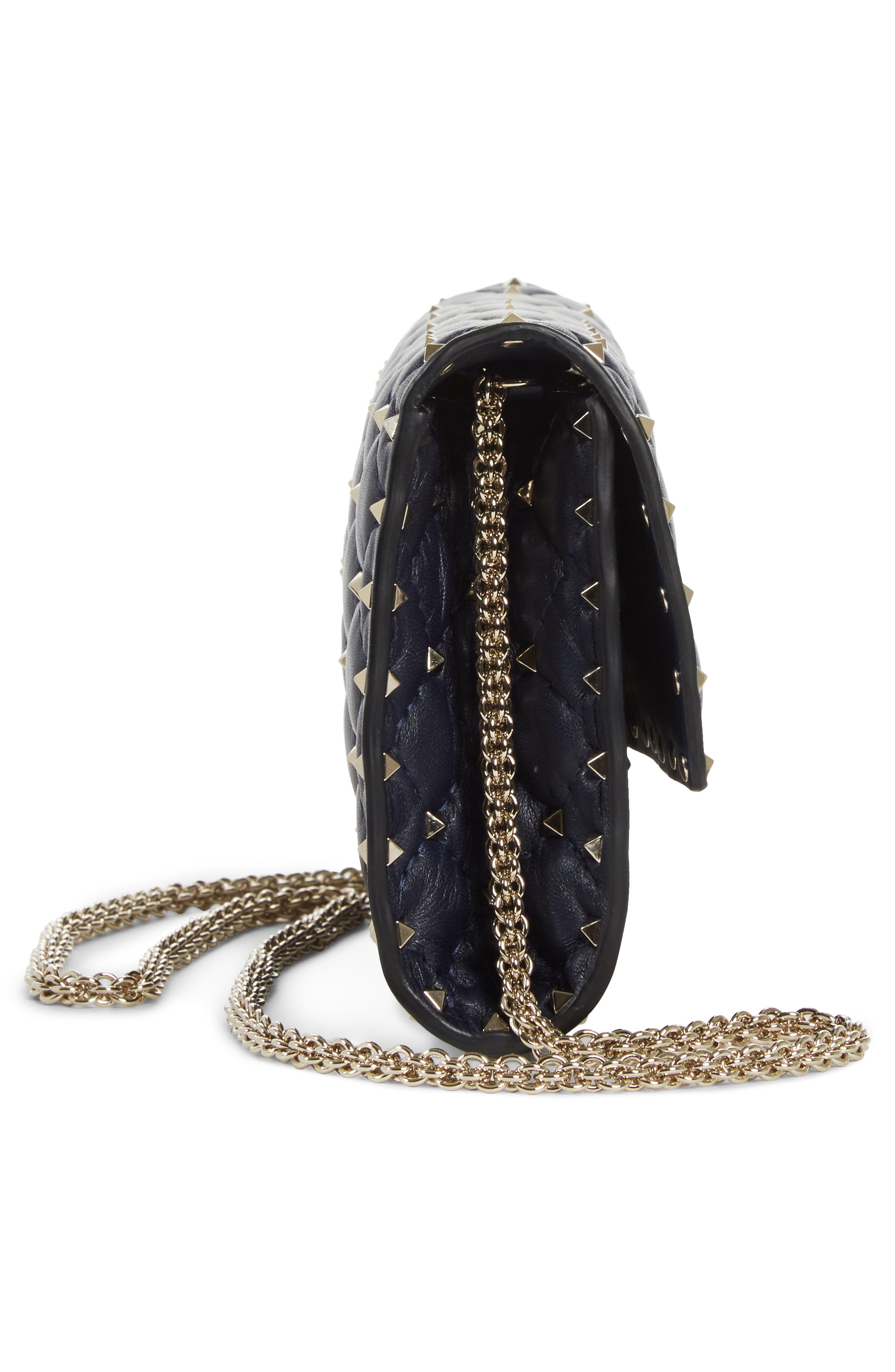 Rockstud Matelassé Quilted Leather Crossbody Bag, Alternate, color, MARINE