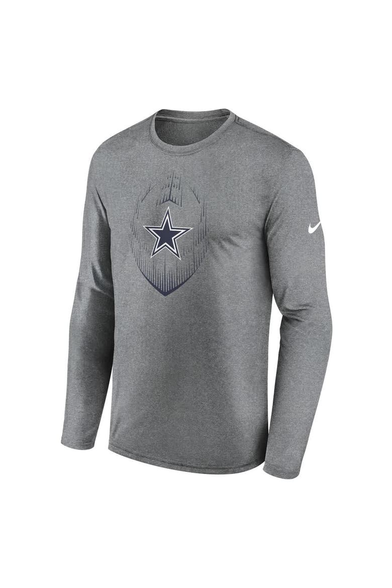 Men's Nike Heather Gray Dallas Cowboys Icon Legend Performance Long Sleeve T-Shirt, Alternate, color, Heather Gray