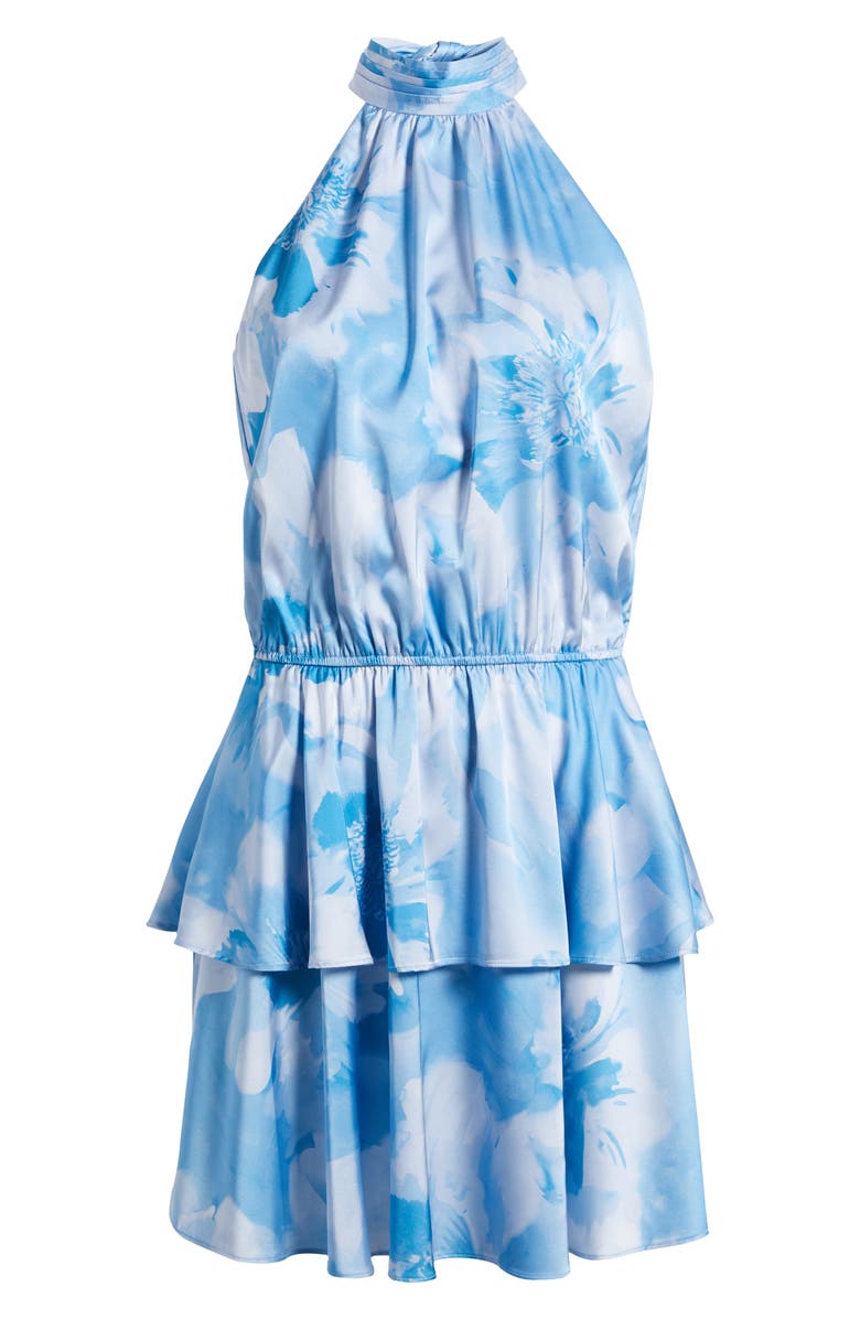 Chelsea28 Tiered Halter Minidress, Alternate, color, Blue Floral