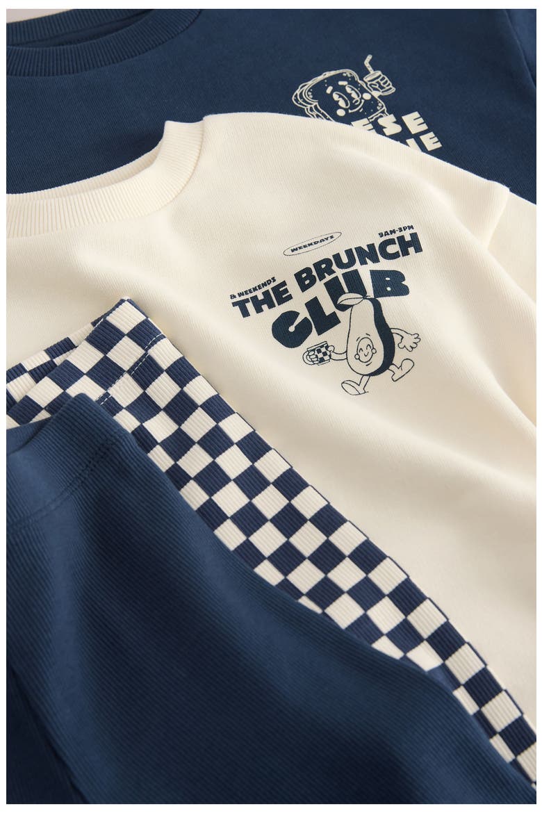 4-Pack Brunch Club Graphic Tees & Leggings Set, Alternate, color, BLUE