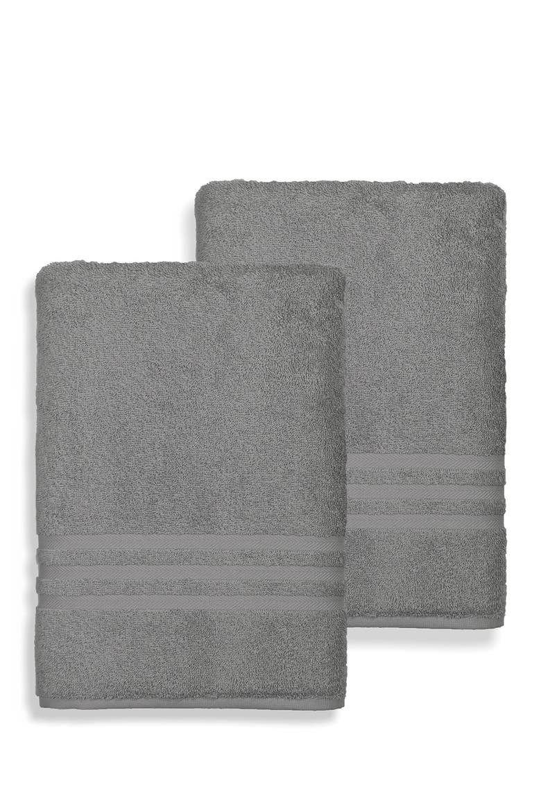 Denzi Bath Towels - Set of 2 - Dark Grey, Alternate, color, DARK GREY