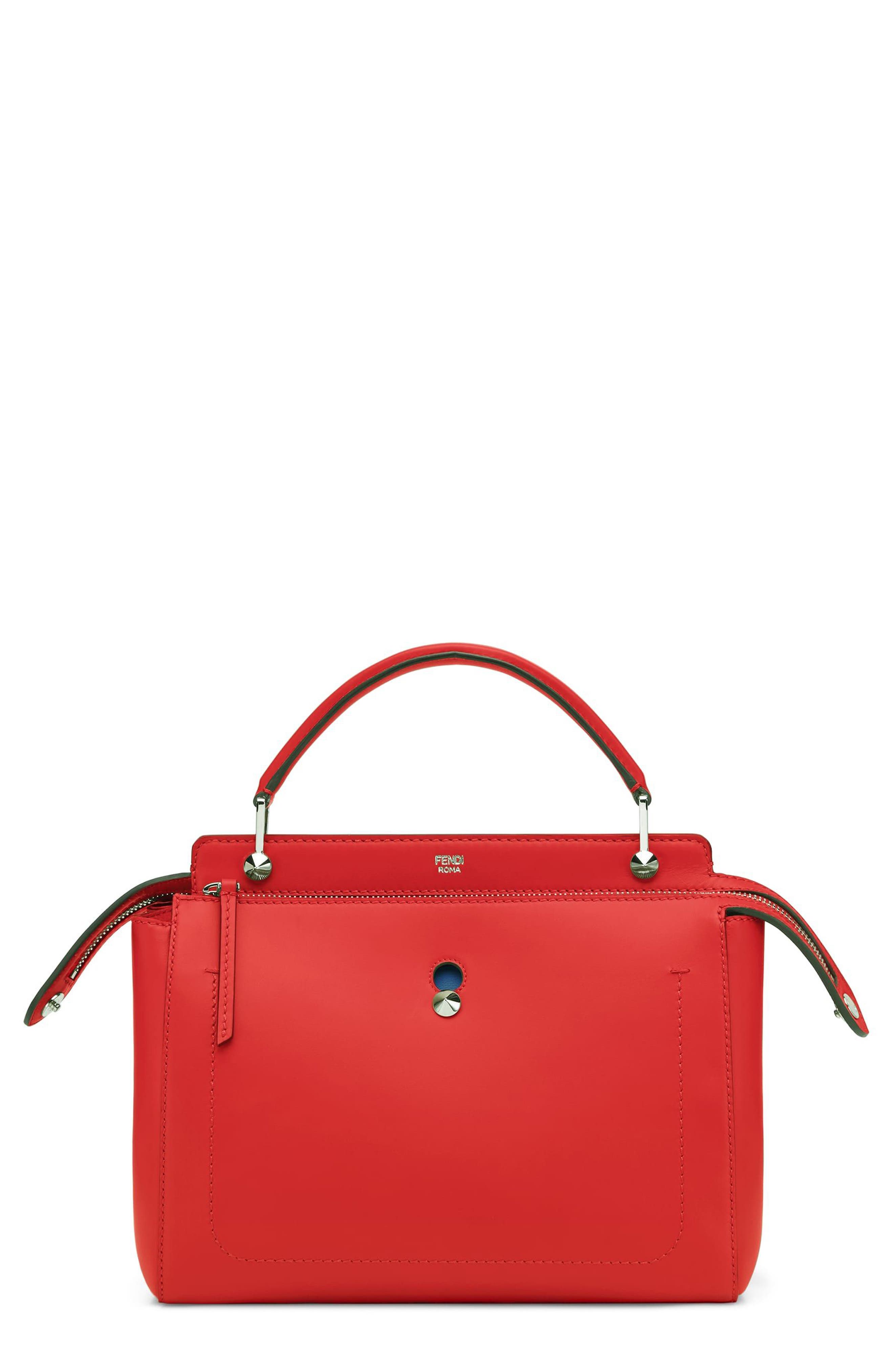 Fendi 'DOTCOM' Leather Satchel, Main, color, 