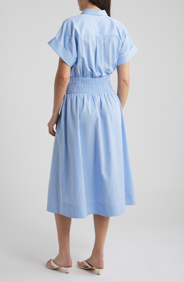 SPANX<sup>®</sup> Stripe Smocked Waist Cotton Midi Dress, Alternate, color, Aster