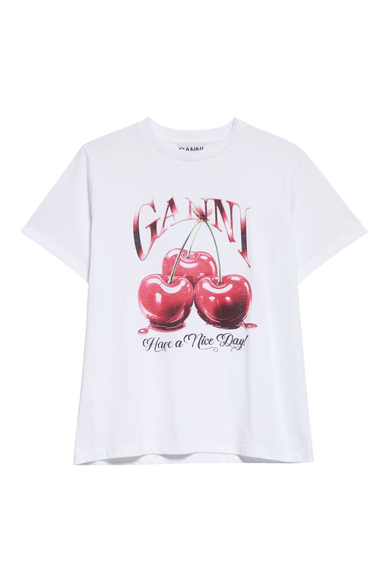 Cherry Organic Cotton Graphic T-Shirt, Alternate, color, BRIGHT WHITE