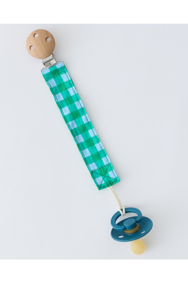 Pacifier Clip Two-Pack, Alternate, color, Teal Gingham