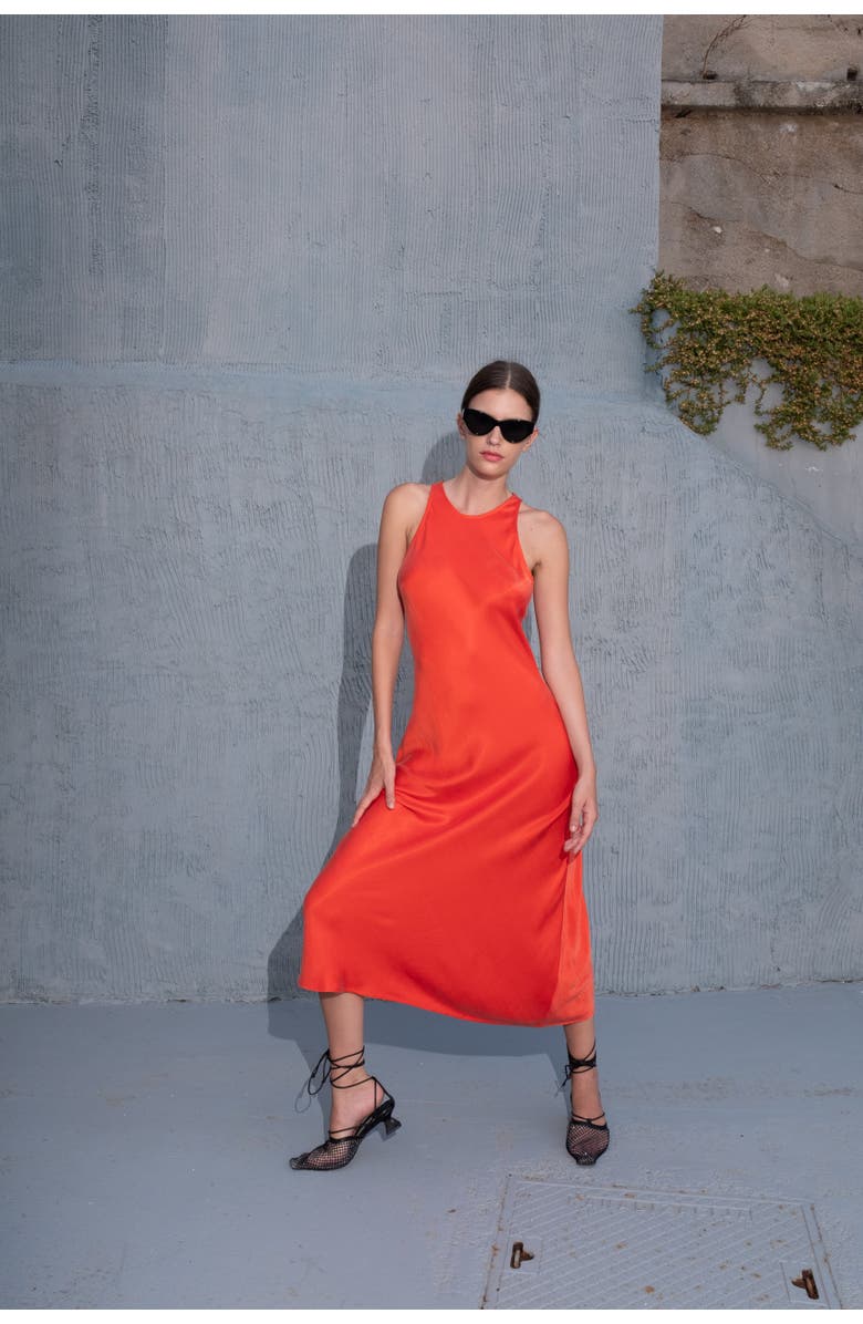 Untitled in Motion Atlantis Sleeveless Bias Cut Maxi Dress, Alternate, color, Mandarin