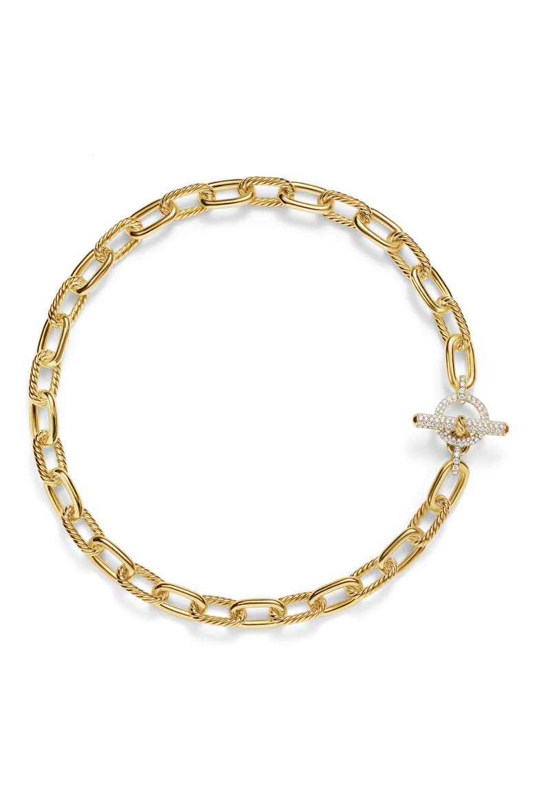 DY Madison® Toggle Chain Necklace in 18K Yellow Gold with Diamonds, 11mm video