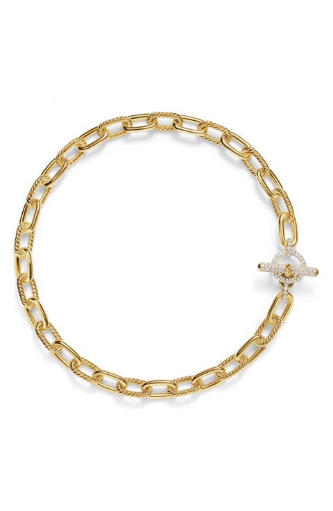 DY Madison® Toggle Chain Necklace in 18K Yellow Gold with Diamonds, 11mm
