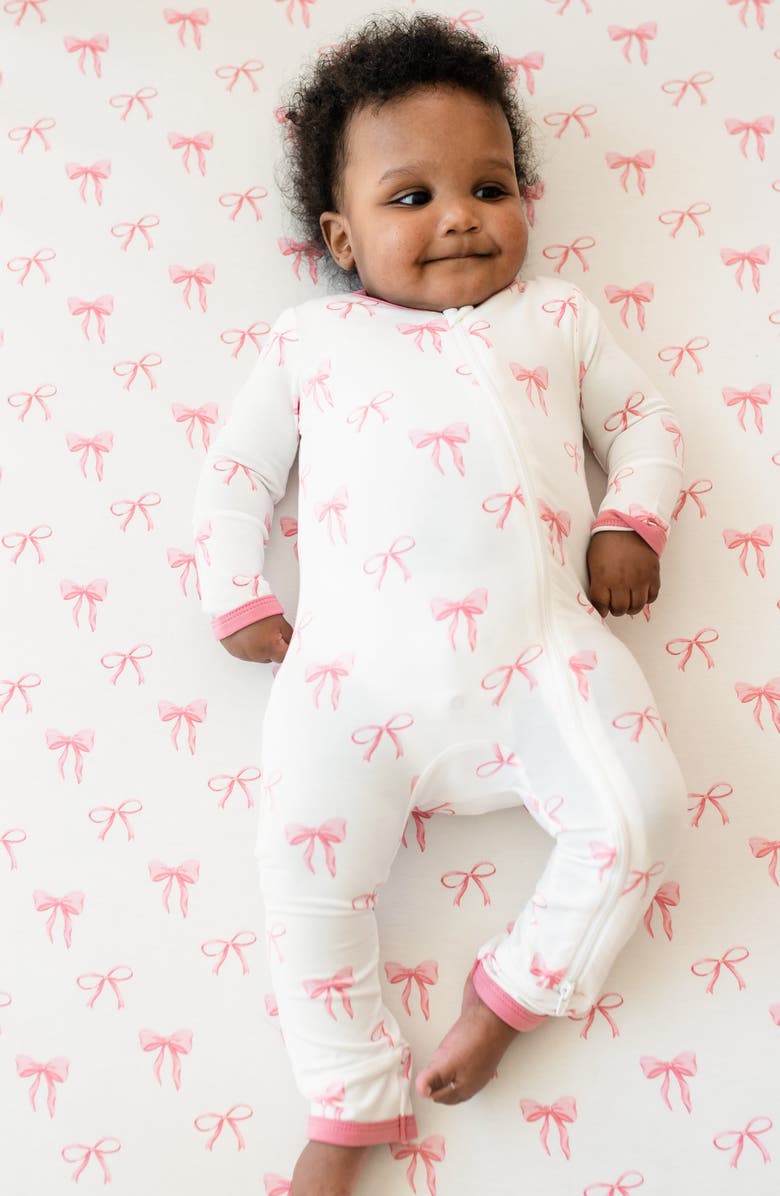 Kyte BABY Bow Zip-Up Romper, Alternate, color, Bow