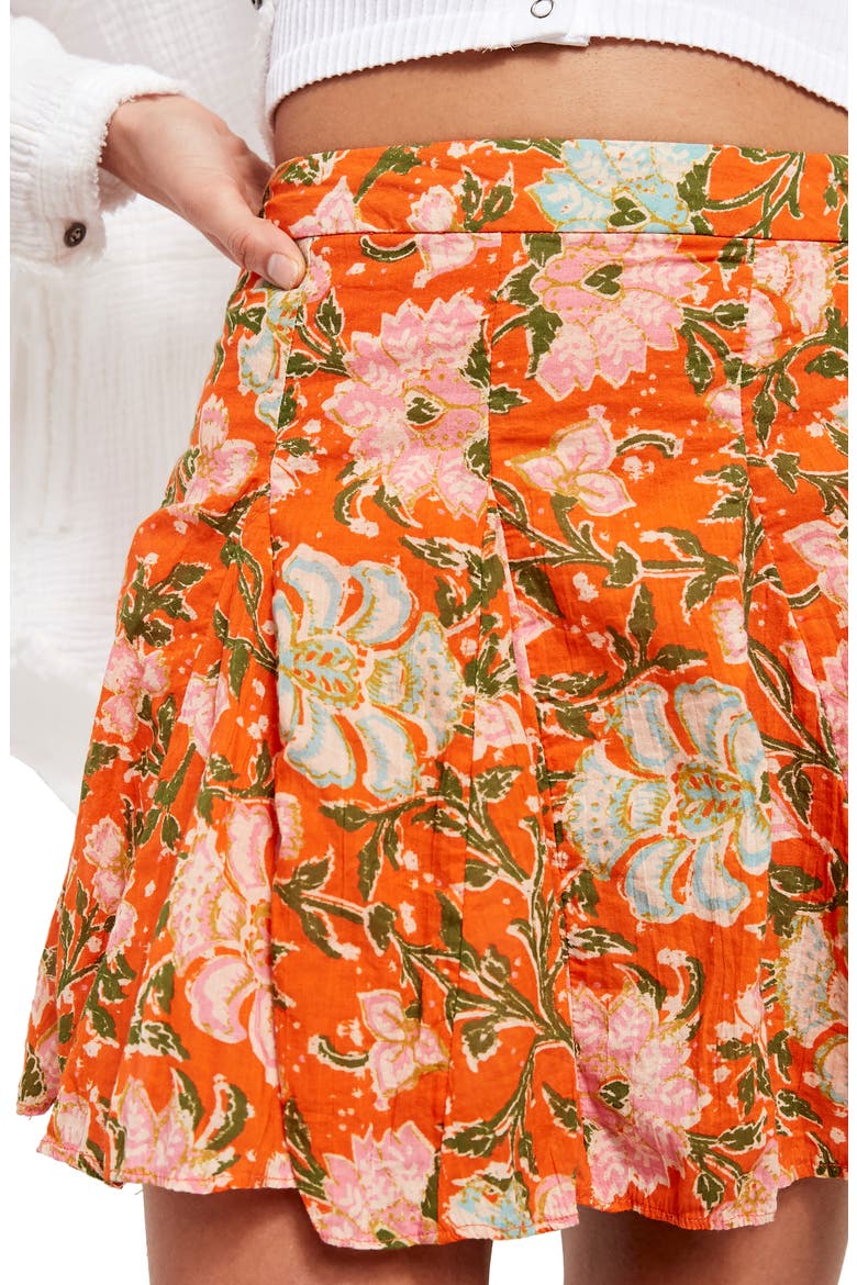 End of the Island Godet Miniskirt, Alternate, color, NOUVEUA CHESTNUT COMBO
