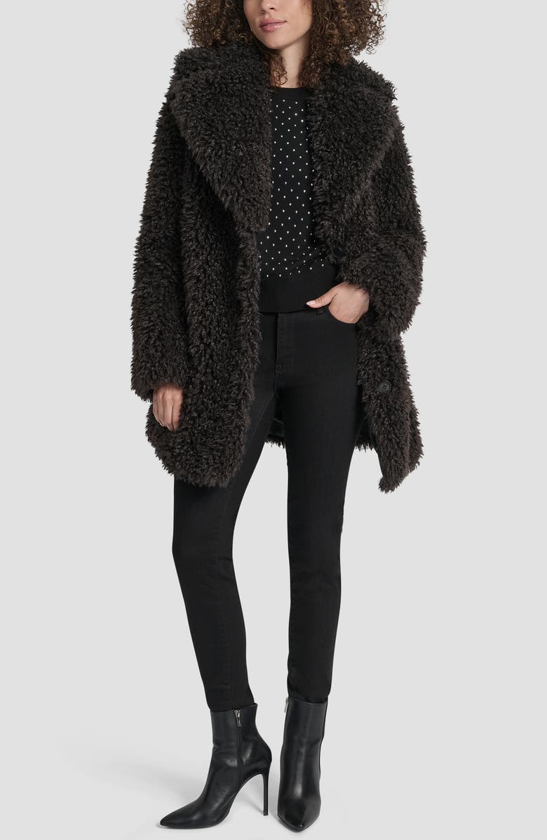 DKNY Faux Fur Jacket, Alternate, color, Bitter