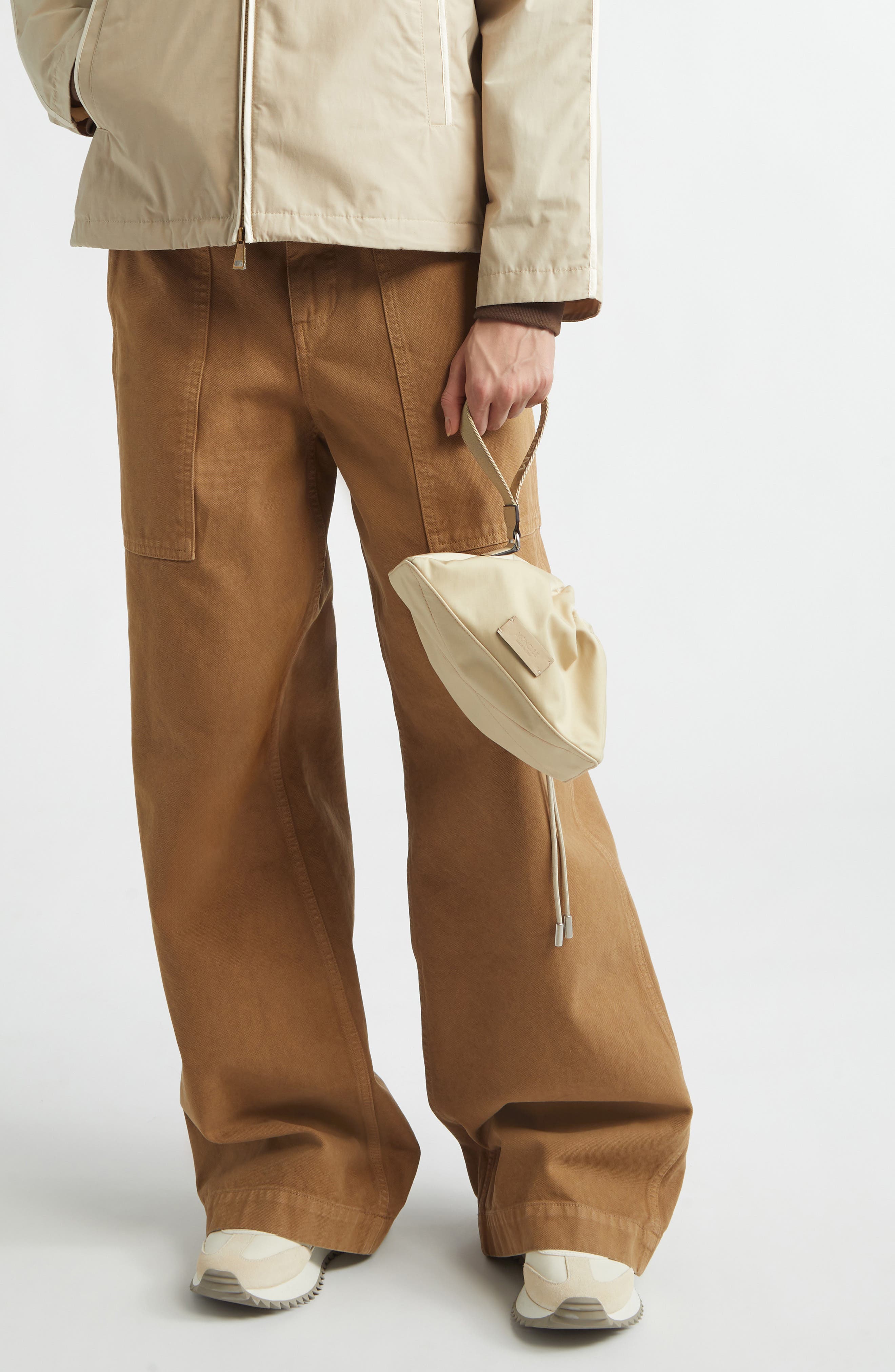 Moncler Trick Twill Pouch, Alternate, color, Golden Sand