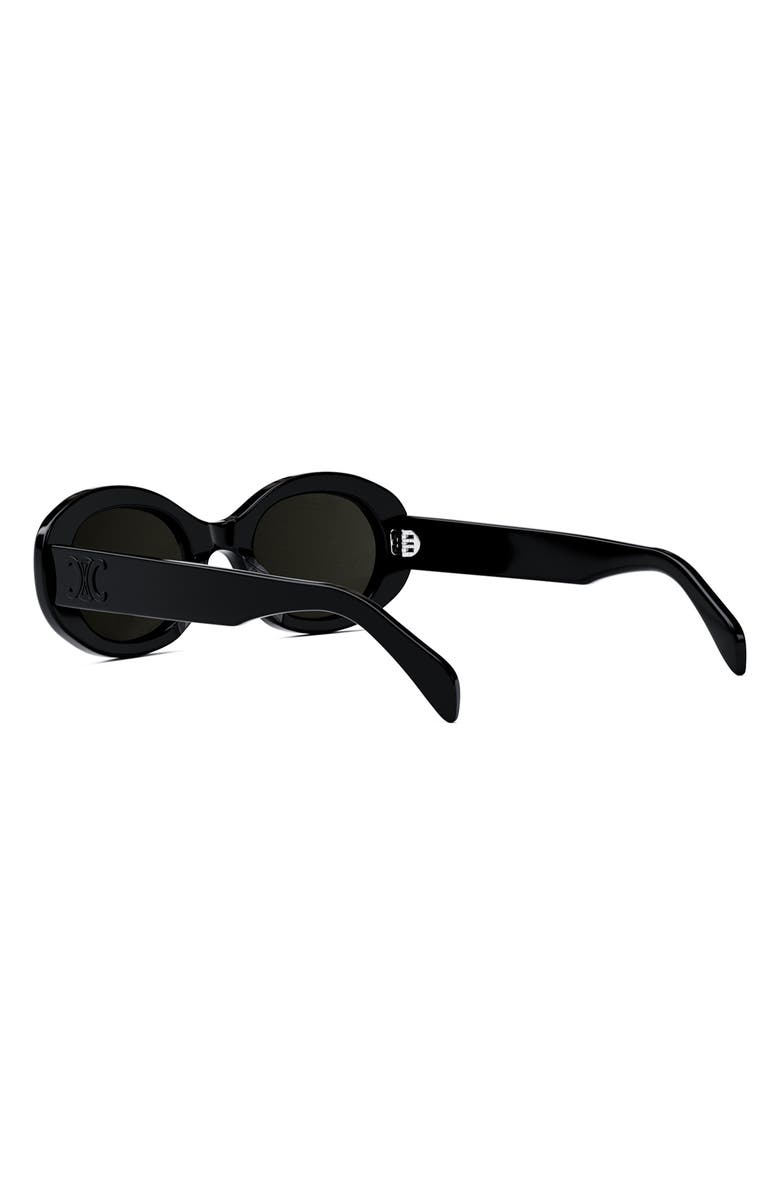 CELINE Triomphe 52mm Oval Sunglasses, Alternate, color, Black/ Smoke