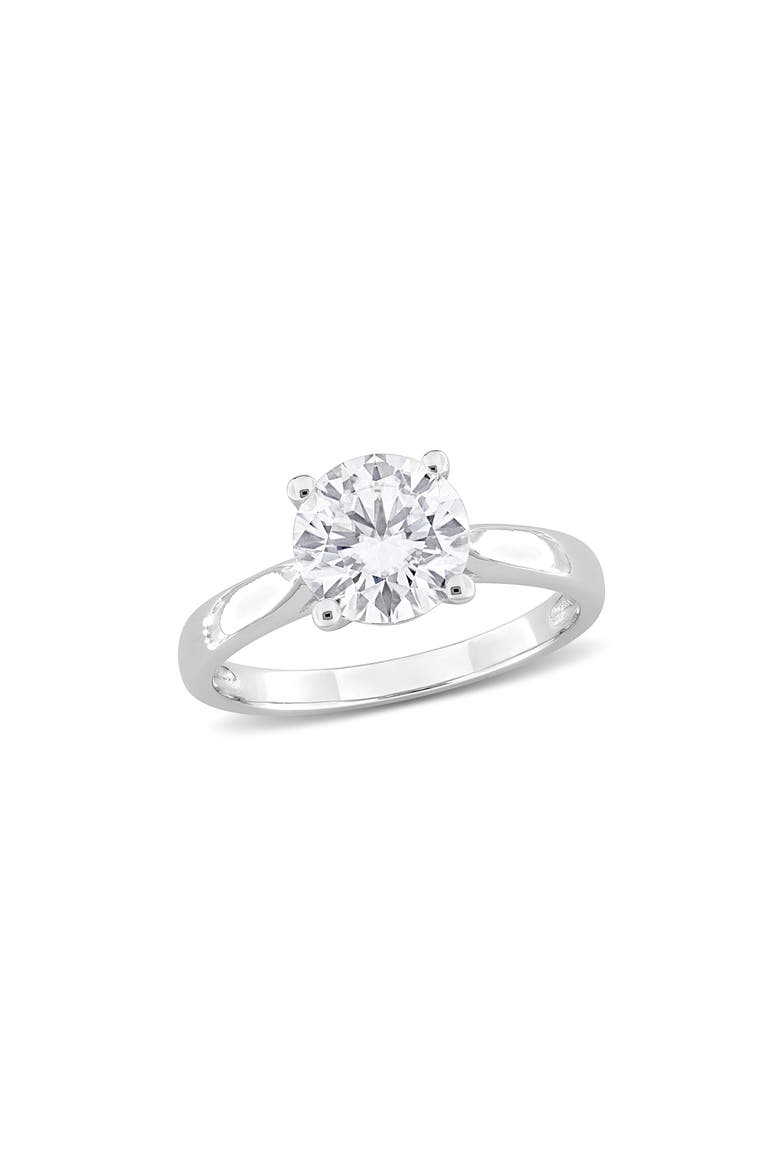Dew Round Cut Created Moissanite Ring, Main, color, SILVER