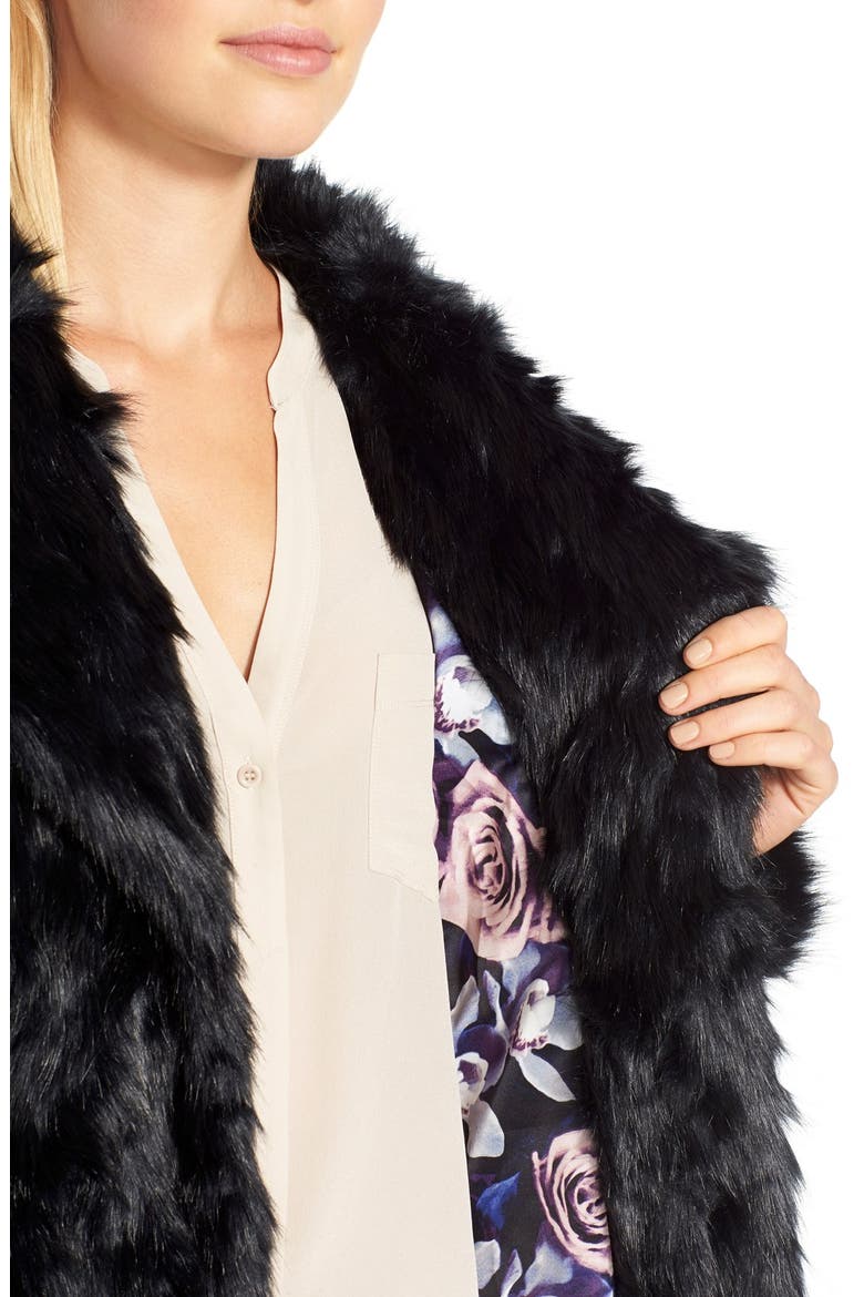 Shaggy Faux Fur Coat, Alternate, color, BLACK