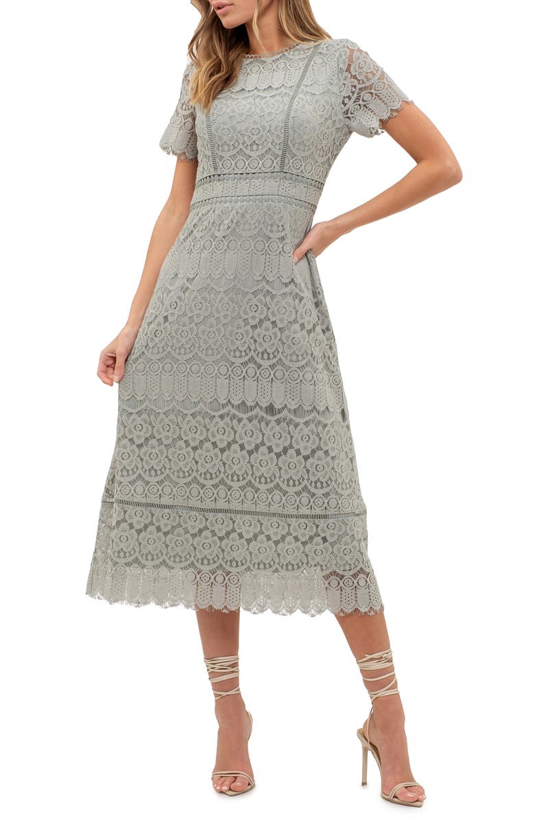 Scalloped Lace Midi Dress
