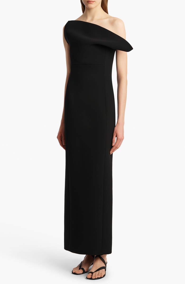 Khaite Cato Double Face Crepe Dress, Alternate, color, Black