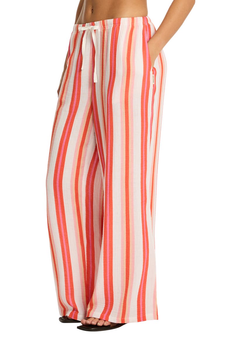 West Coast Surf Cotton Cover-Up Pants, Alternate, color, CORAL