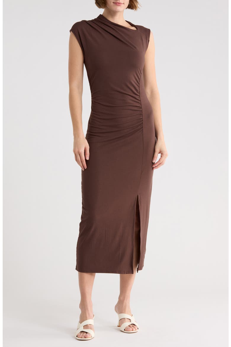 Asymmetric Neck Sleeveless Dress, Main, color, HOT FUDGE