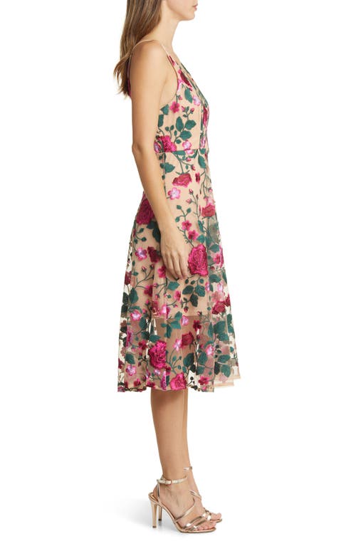 SAM EDELMAN SAM EDELMAN ROSE EMBROIDERY SLEEVELESS A-LINE DRESS 