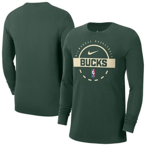 Men's Nike  Hunter Green Milwaukee Bucks Authentic Long Sleeve Practice T-Shirt