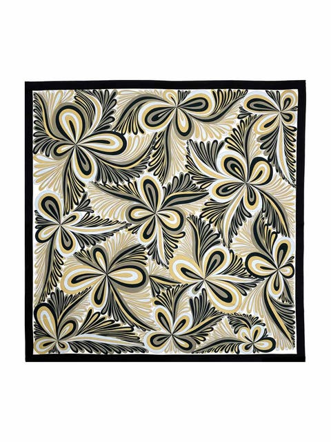 Pure Silk Abstract Floral Pattern Square Scarf