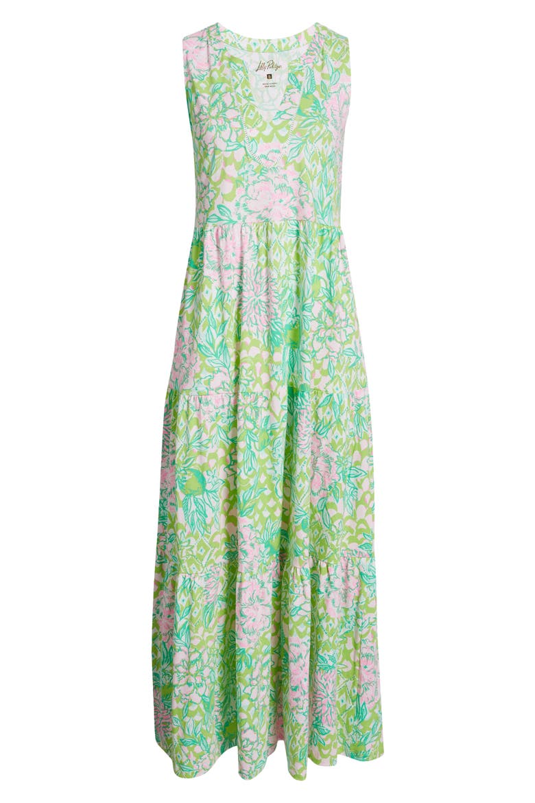 Sydnee Tiered Cotton Maxi Sundress, Alternate, color, FAUNA GREEN