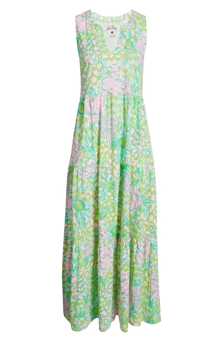 Lilly Pulitzer<sup>®</sup> Sydnee Tiered Cotton Maxi Sundress, Alternate, color, Fauna Green