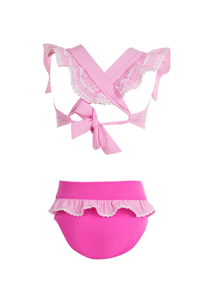 Ruffled Square-Neck with Ric-Rac Detail Two-Piece Swimsuit, Alternate, color, Pink
