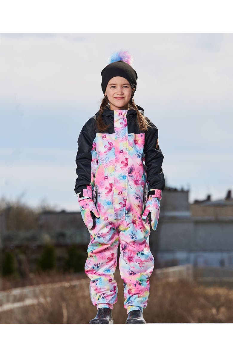 Deux par Deux Little Girl's Printed Mid-Season One-Piece Outerwear Butterflies On Multicolored And Black Background, Alternate, color,