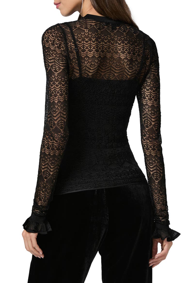 Ciera Lace Trim Top, Alternate, color, BLACK