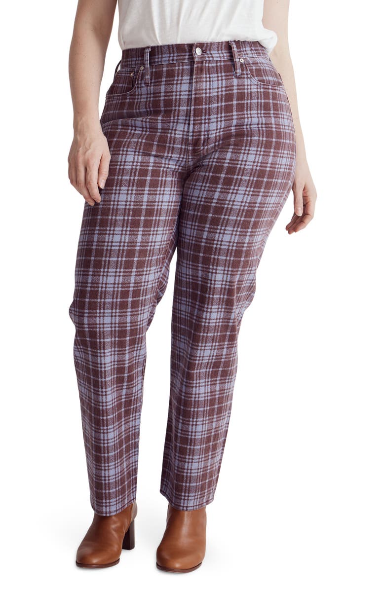 Madewell The Perfect Vintage Plaid High Waist Straight Leg Jeans, Alternate, color,