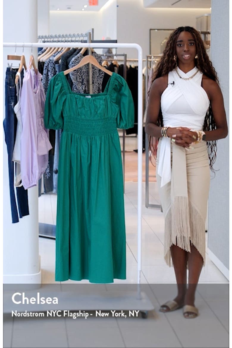 Smocked Puff Sleeve Midi Dress video