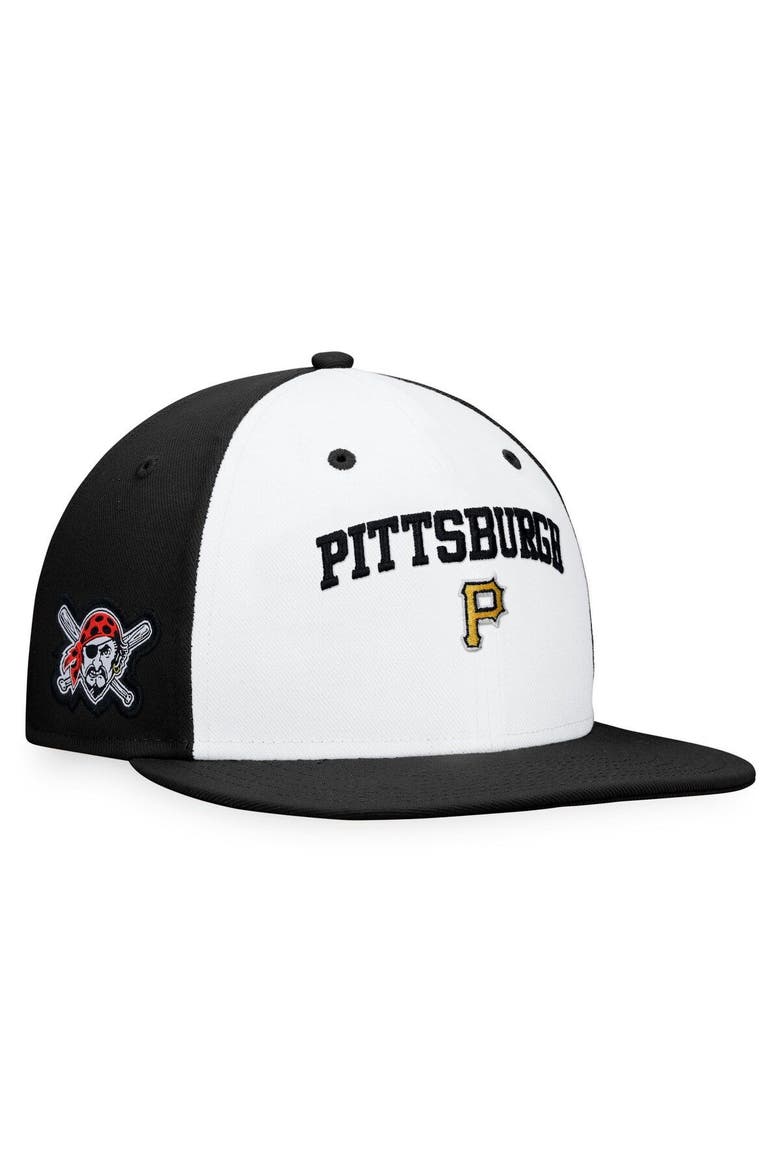 Men's Fanatics Branded White/Black Pittsburgh Pirates Iconic Color Blocked Fitted Hat, Main, color, White