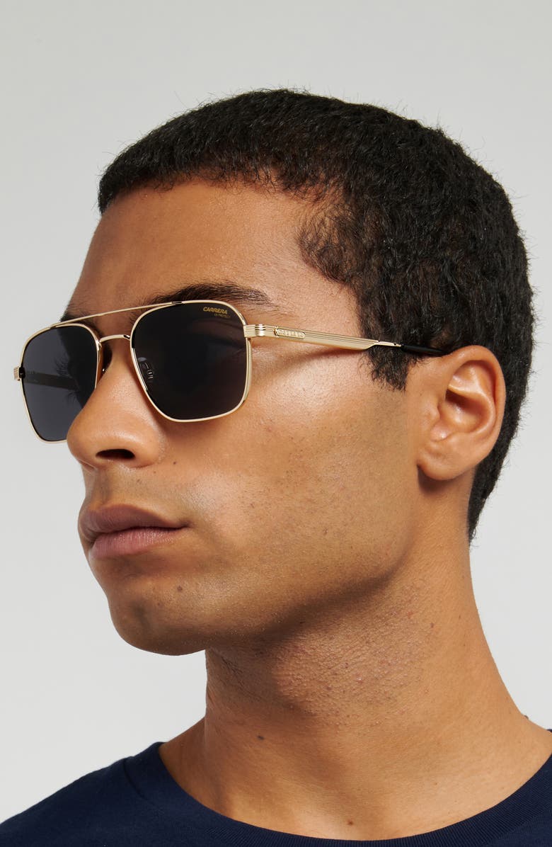 Carrera Eyewear 57mm Gradient Oversize Aviator Sunglasses, Alternate, color, Gold/ Grey