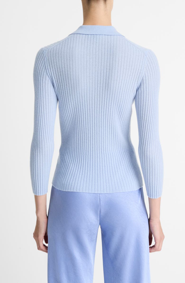 Vince Long Sleeve Cashmere & Silk Rib Polo Sweater, Alternate, color, Kyanite