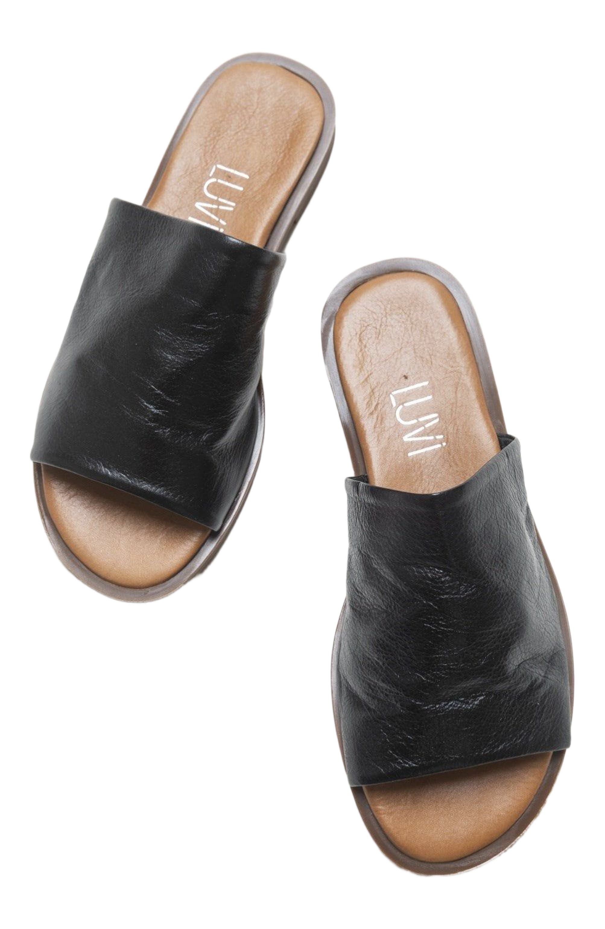 Forever & Always Shoes Clau Leather Sandal, Alternate, color, Black Leather