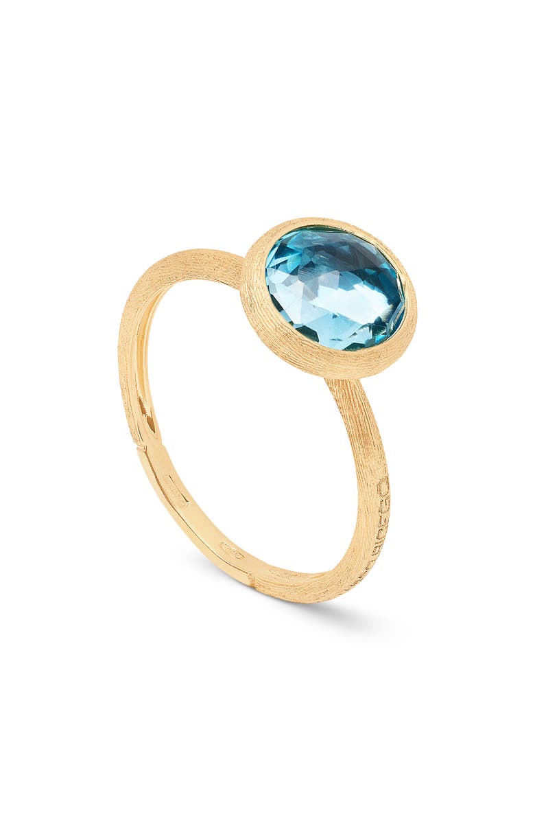 Marco Bicego Jaipur Color 18K Yellow Gold Blue Topaz Stackable Ring, Main, color, Yellow Gold