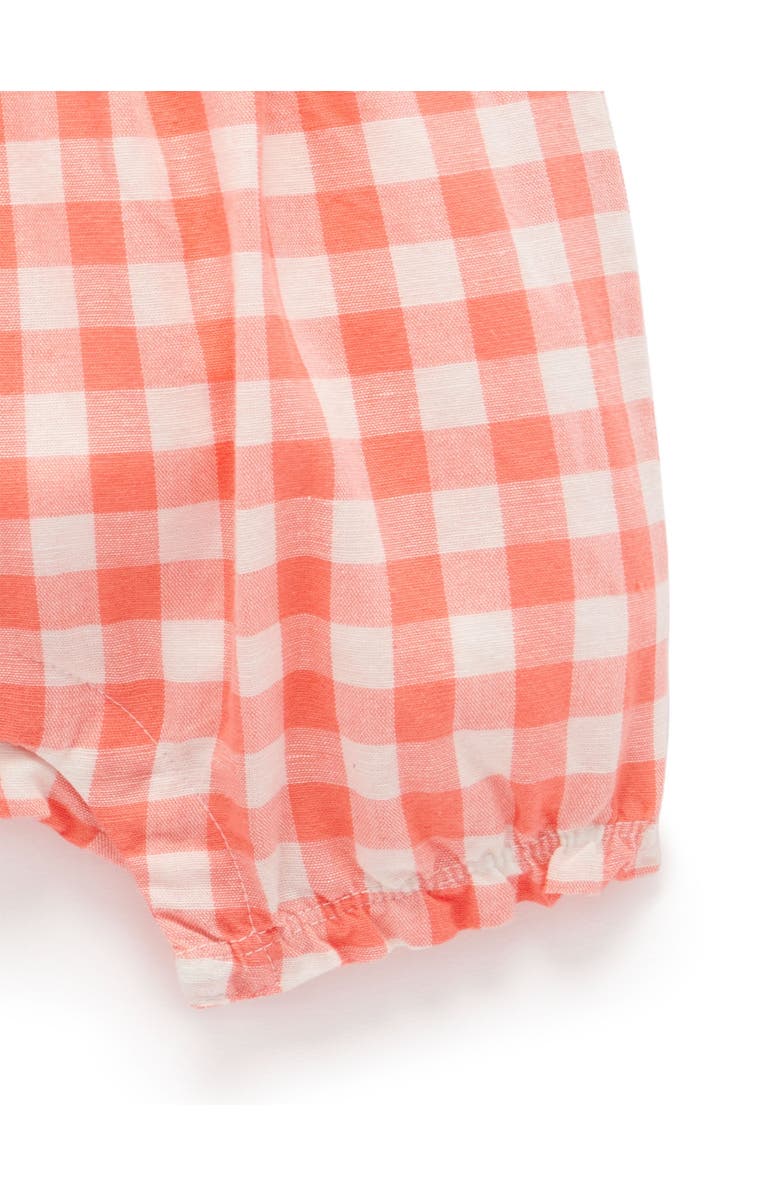 Purebaby Gingham Romper, Alternate, color, Coral Gingham