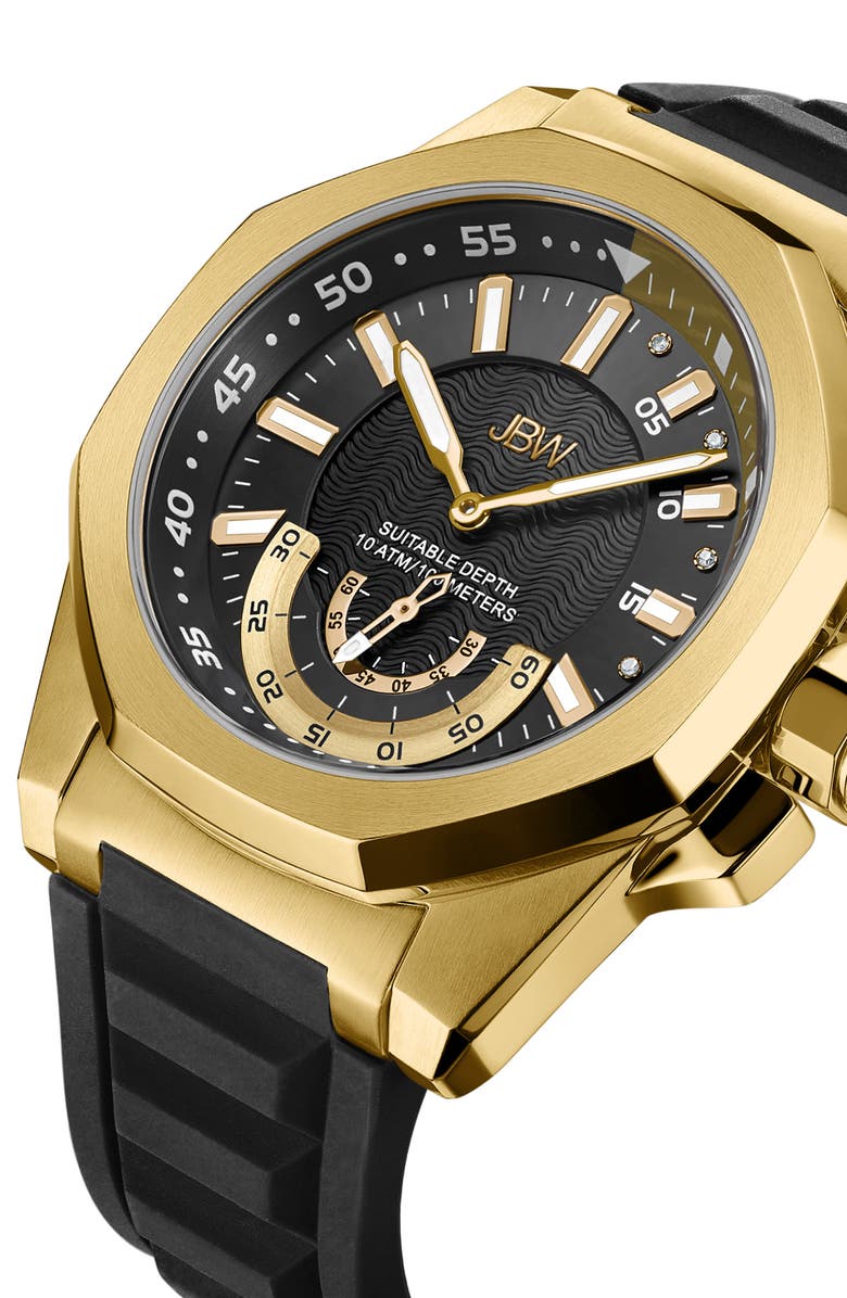 JBW Men's Delmare Diamond Silicone Strap Watch, 50mm - 0.04 ctw, Alternate, color, 