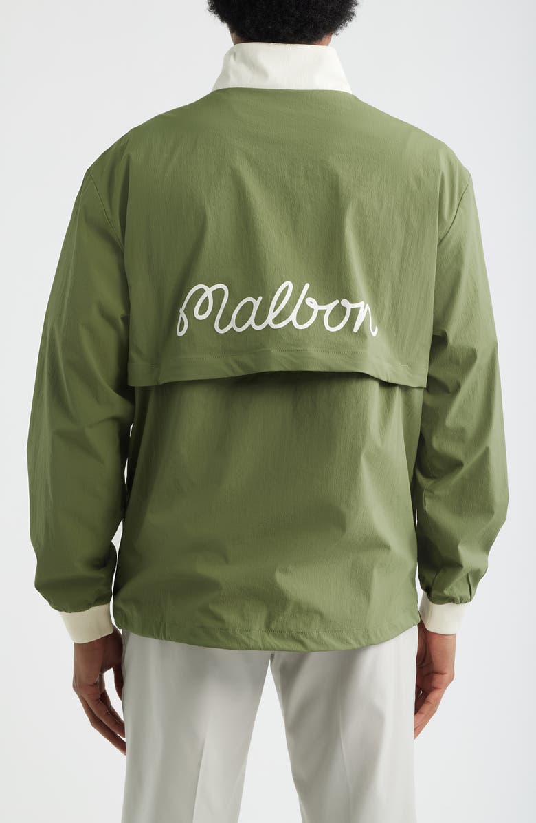 Malbon Golf Cascade Colorblock Quarter Zip Windshirt Pullover, Alternate, color, Olivine