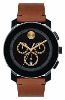 Movado Men's Bold Leather Strap Watch, 43mm
