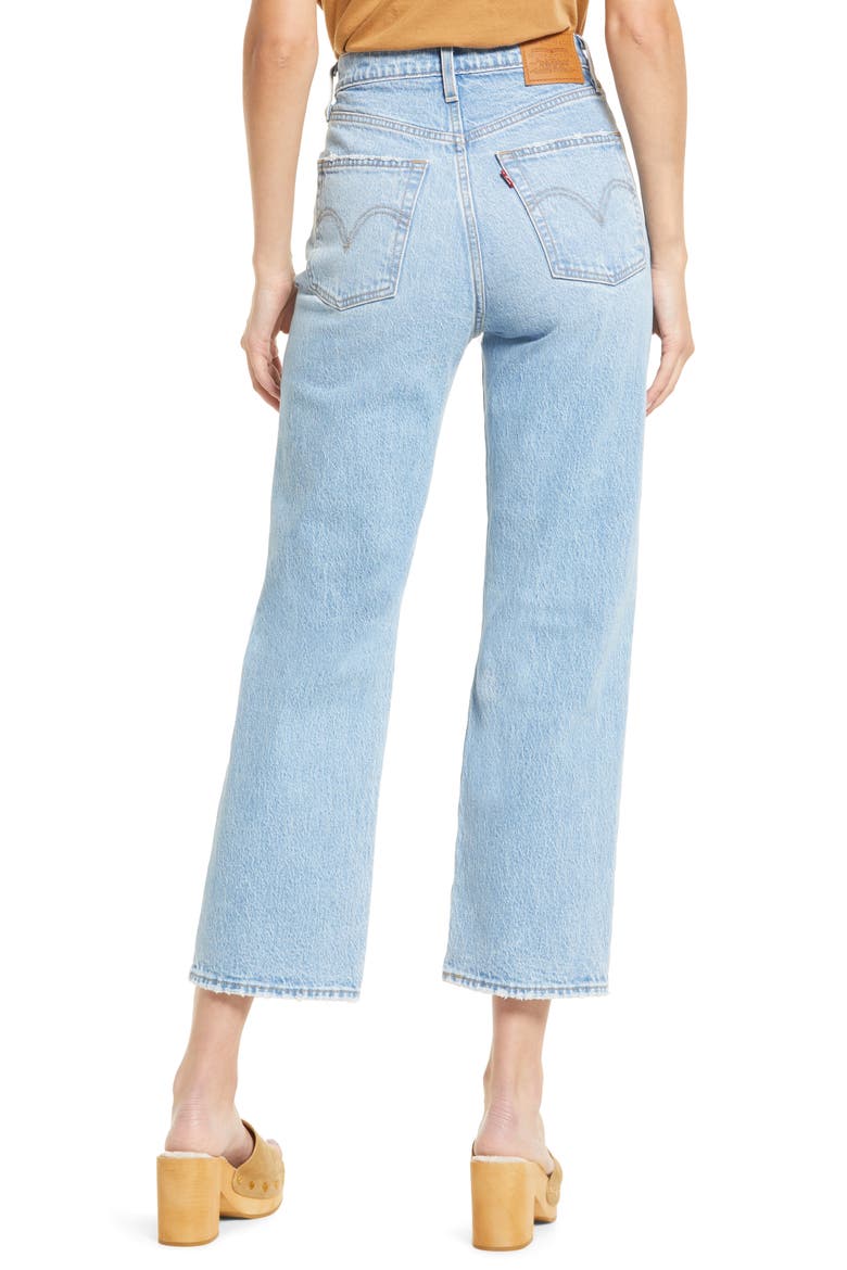 Levi’s® Ribcage Ripped High Waist Ankle Straight Leg Jeans, Alternate, color, SAMBA DONE
